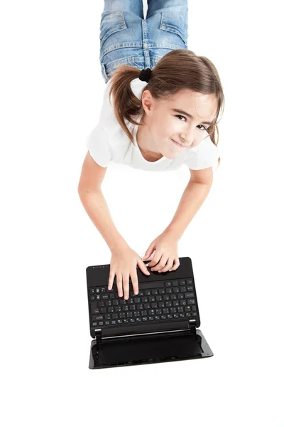 Dziewczynka studentów z laptopa — Zdjęcie stockowe