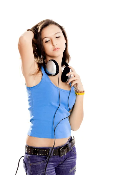 Genç kız dinle müzik — Stok fotoğraf