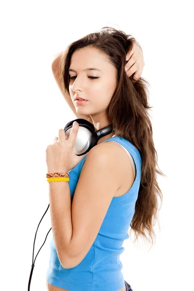 Νεαρό κορίτσι Ακούστε μουσική — Φωτογραφία Αρχείου