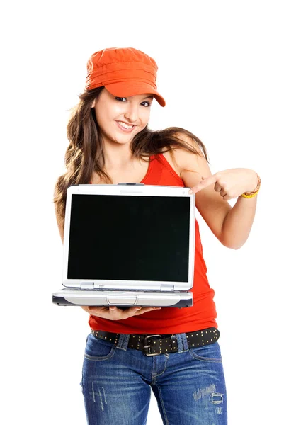 Fata cu un laptop — Fotografie, imagine de stoc