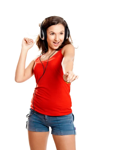 Fiatal lány zenét hallgatni — Stock Fotó