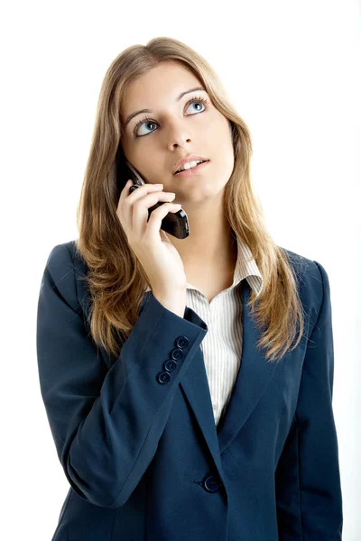 Affärskvinna som använder en mobiltelefon — Stockfoto