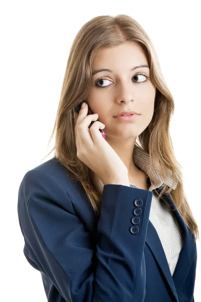 Mujer de negocios usando un teléfono celular — Foto de Stock