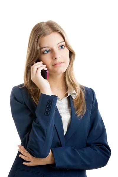 Affärskvinna som använder en mobiltelefon — Stockfoto
