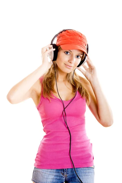 Young woman listen music — Stock Photo, Image