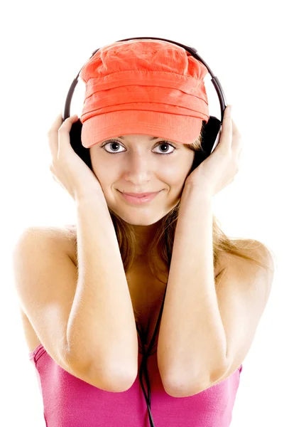 Jovem Mulher ouvir música — Fotografia de Stock