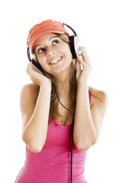Νεαρή γυναίκα Ακούστε μουσική — Φωτογραφία Αρχείου