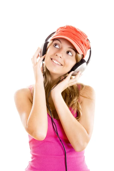 Młoda kobieta słuchać muzyki — Zdjęcie stockowe