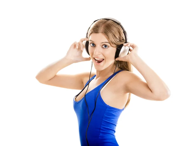 Young woman listen music — Stock Photo, Image