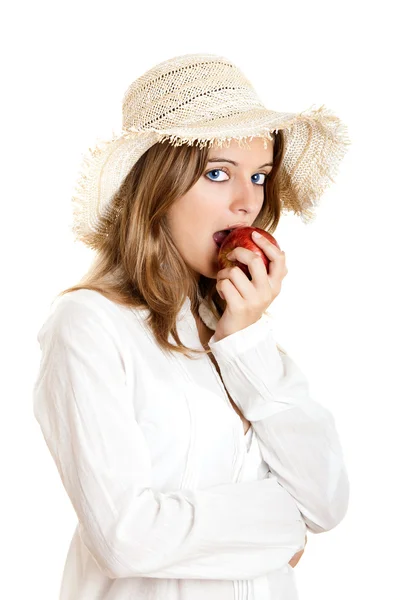 사과를 먹는 일 — 스톡 사진