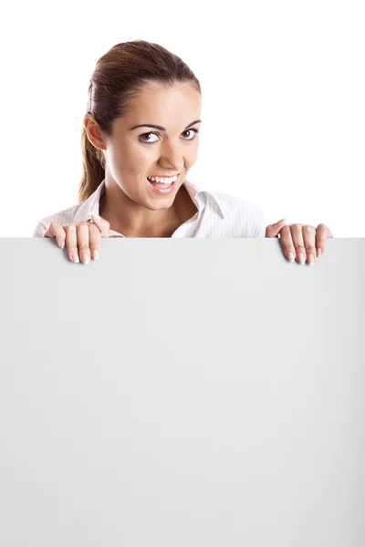 Woman holding a billboard Stock Image