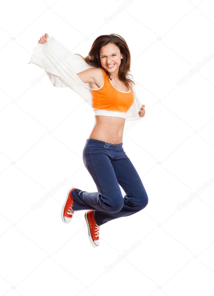 Athletic girl jumping