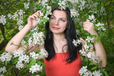 Young woman in flowers clipart