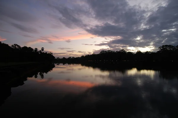 stock image Moat of Angkor Wat at sunset