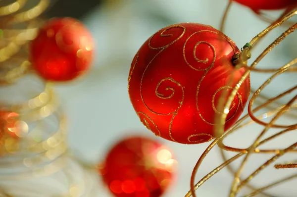 Red christmas bulbs — Stock Photo, Image
