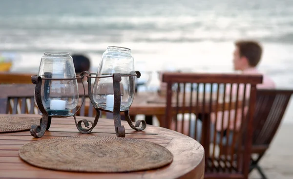Set de masă pe plajă — Fotografie, imagine de stoc