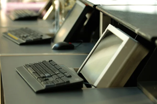 Computer terminal in airport — Stock Photo, Image