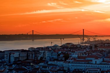 Landscape of city Lisbon clipart