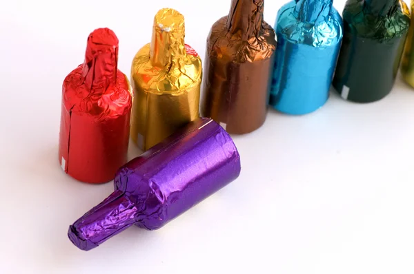 Garrafas de chocolate coloridas — Fotografia de Stock