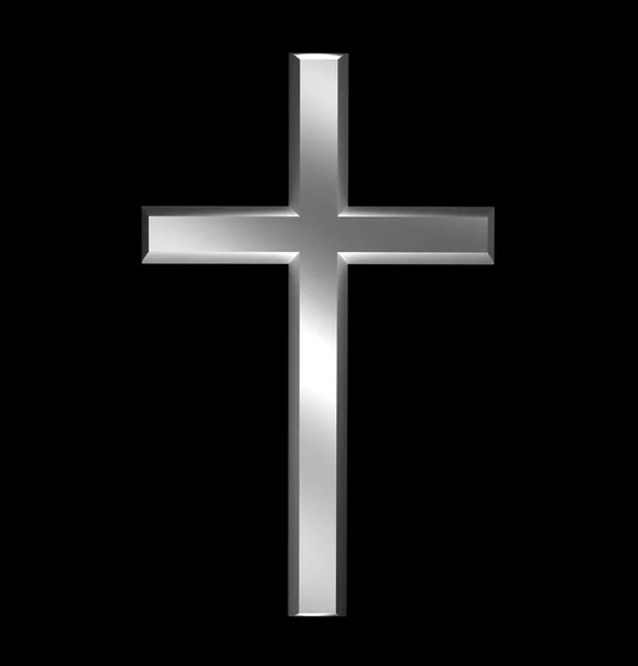 Christliches Kreuz isoliert auf schwarz — Stockfoto