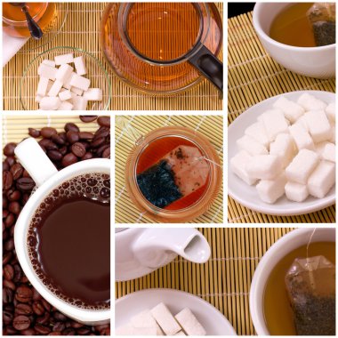 Collage of tea anf coffee clipart