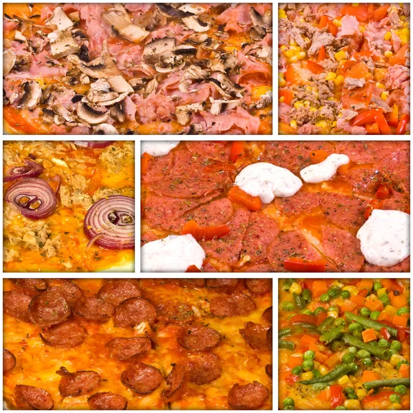 Pizza collage — Stockfoto