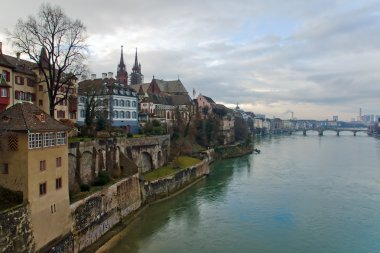 Basel, Switzerland: Panorama of city and clipart