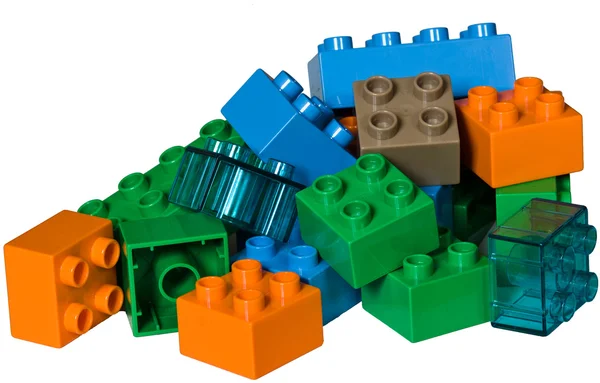 Una pila de ladrillos de juguete de plástico — Foto de Stock