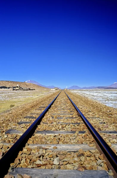 Railroadtrack na altiplano, Boliwia — Zdjęcie stockowe