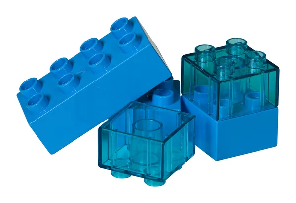 Ladrillos de juguete en diferentes tipos de azul —  Fotos de Stock