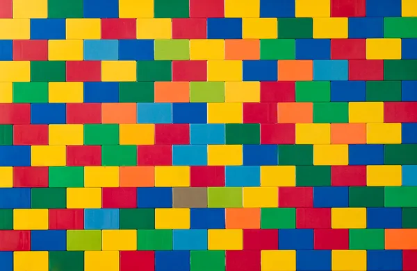 Colourful wall from toy bricks — Stock Photo, Image