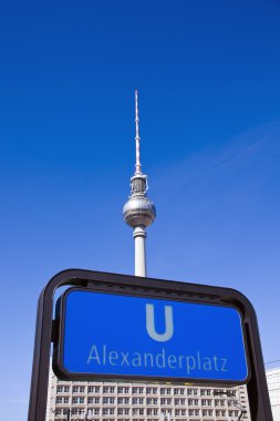 Subway sign and TV-Tower in Berlin clipart