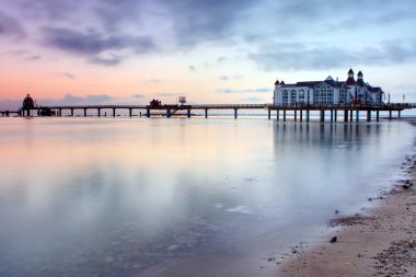 Pier with restaurant at the Baltic Sea, Germany clipart