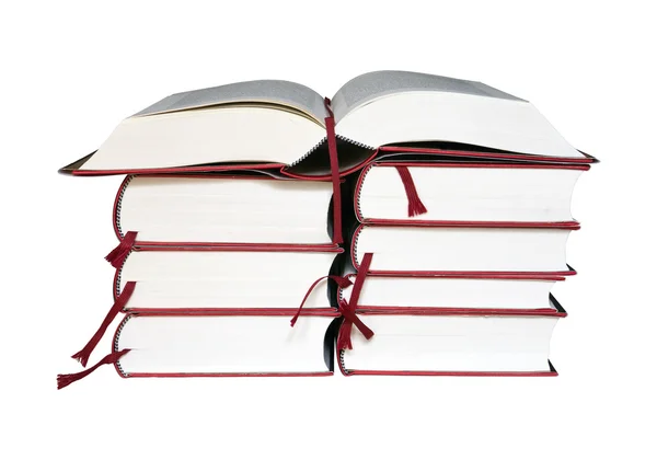 Open book on a stack of books — Stock Photo, Image