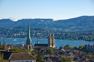 View over Zurich with the alps clipart