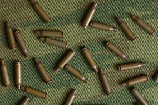 stock image Russian camouflage and shells from AK