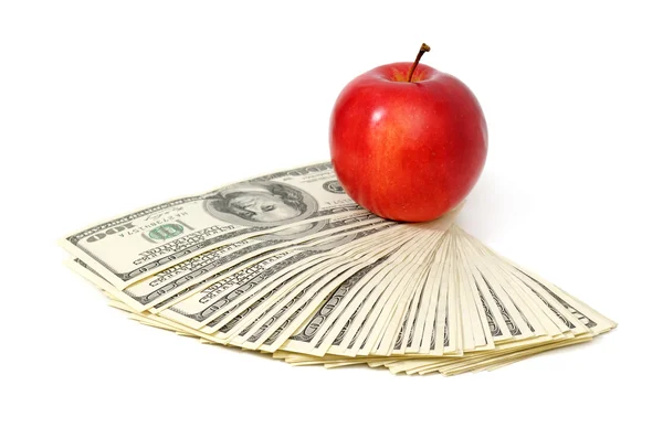 Elma ve dolar — Stok fotoğraf