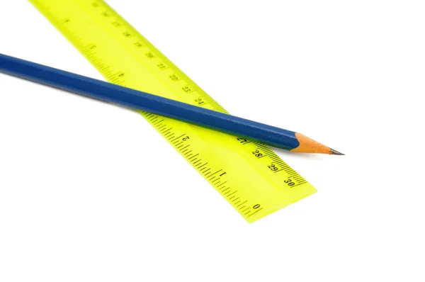铅笔和尺子 — 图库照片
