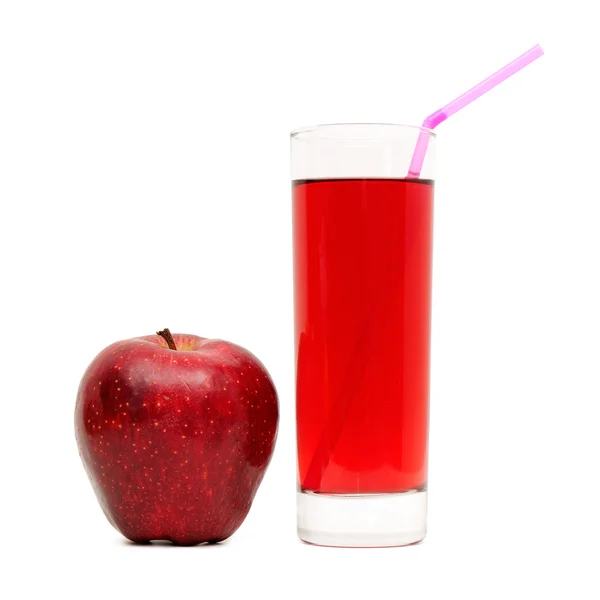 Glas mit Saft und Äpfeln — Stockfoto