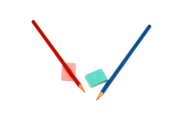 Pencils and eraser — Stock Photo, Image