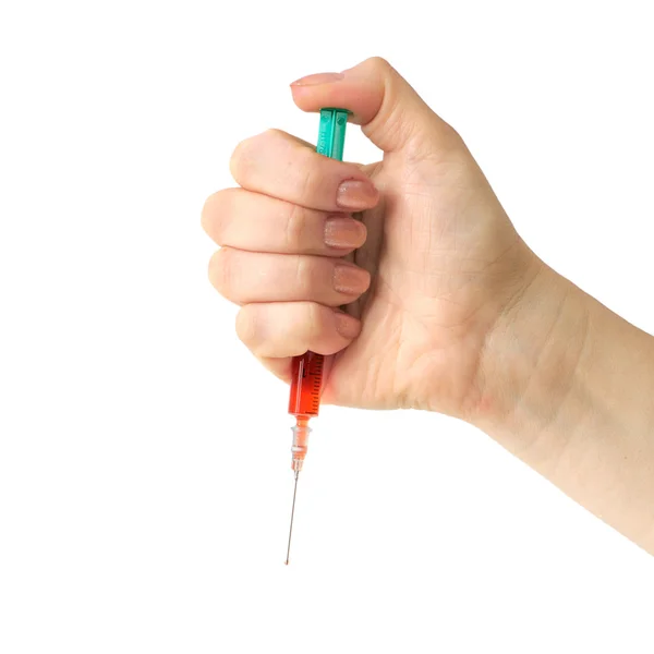 Syringe and hand — Stock Photo, Image