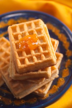 Apricot jam on Belgian waffle clipart