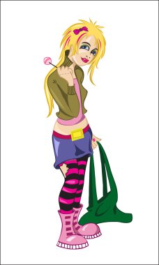 Emo-girl with lollipop clipart