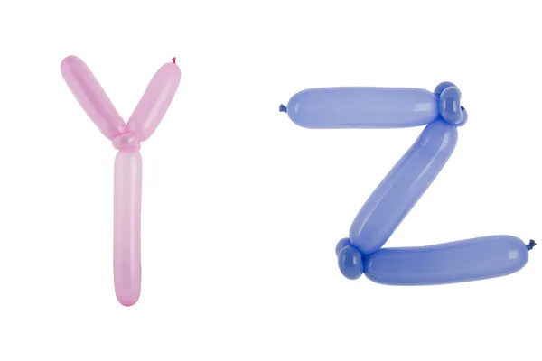 Twisted balloon fonts Y,Z — Stock Photo, Image