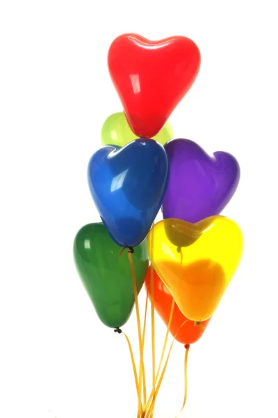 Воздушные шары в форме сердец — стоковое фото