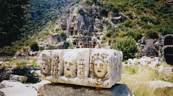 Türkiye'de kaya mezarları myra Harabeleri — Stockfoto