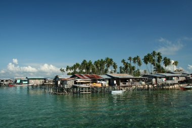 Borneo fishing village clipart