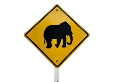 Elephant crossing sign clipart