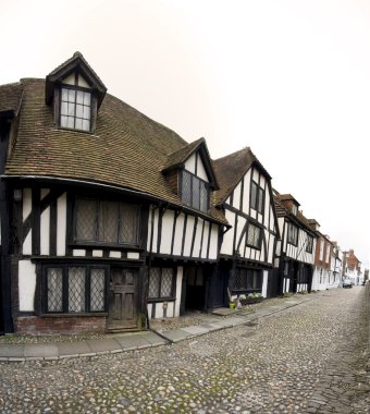 Cobbled street tudor house rye clipart