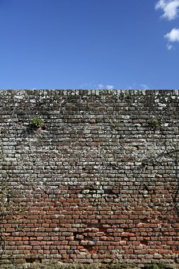 Brick wall blue sky background clipart